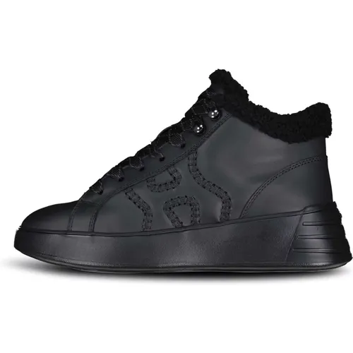 Rebel Leather Sneakers with Fur Lining , female, Sizes: 5 UK - Hogan - Modalova