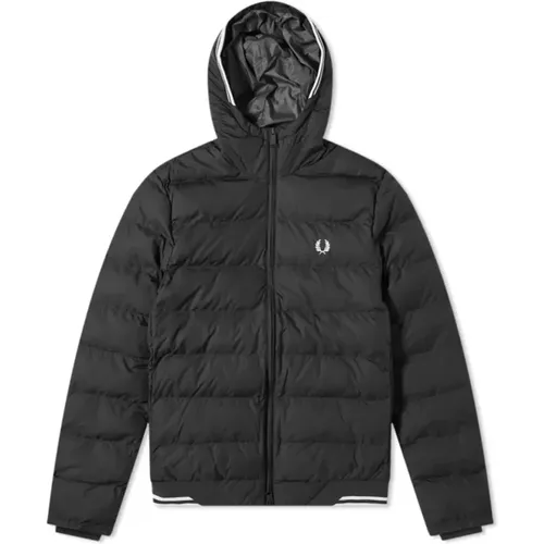 Down Jackets, male, , Size: S Insulated Hooded Jacket with Zipper - Fred Perry - Modalova