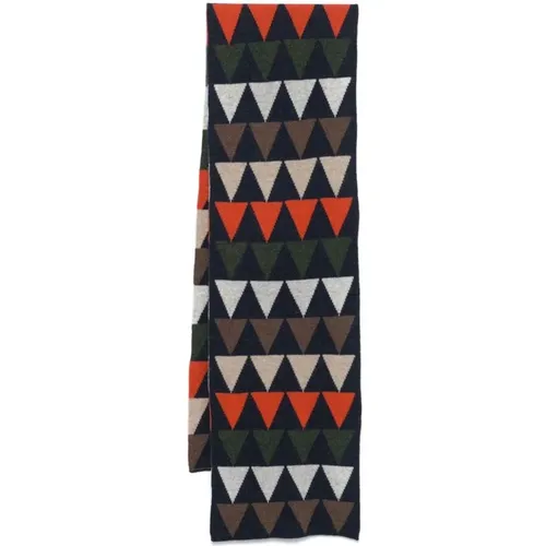 Winter Scarves, male, , Size: ONE SIZE Cashmere Geometric Intarsia Knit Scarf - Lady Anne - Modalova