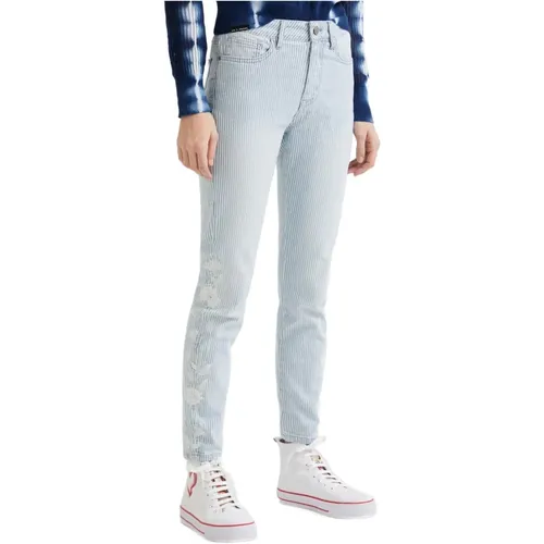 Blaue Reißverschluss Knopf Damen Jeans - Desigual - Modalova