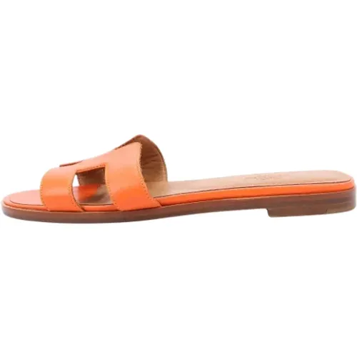 Pre-owned Flats, female, , Size: 8 US Pre-owned Leather sandals - Hermès Vintage - Modalova