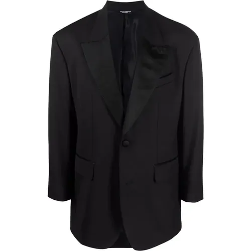 Oversize Silk Revers Jacket , male, Sizes: L - Dolce & Gabbana - Modalova