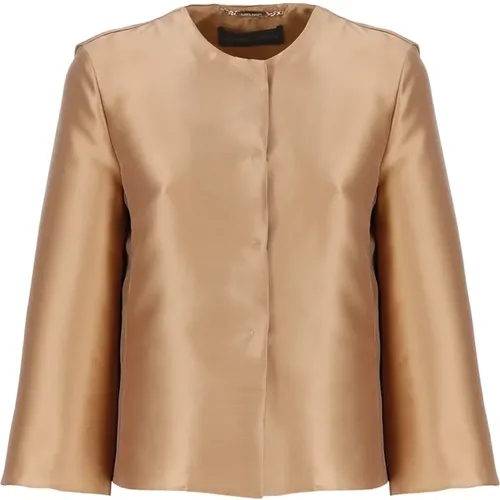Golden Silk Blend Shirt for Women , female, Sizes: 2XS - alberta ferretti - Modalova