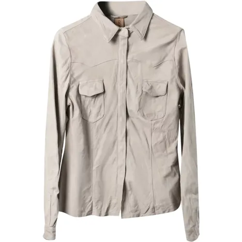 Luxurious Leather Field Shirt , female, Sizes: L, M, S, XL - Giorgio Brato - Modalova