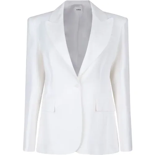 Blazers, female, , Size: XS Cream Linen Flax Blend Blazer - P.a.r.o.s.h. - Modalova