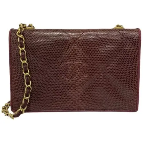 Vintage Burgundy Reptile Leather Shoulder Bag , female, Sizes: ONE SIZE - Chanel Vintage - Modalova