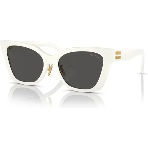 Quadratische Sonnenbrille mit weißem Rahmen und dunkelgrauen Gläsern - Miu Miu - Modalova