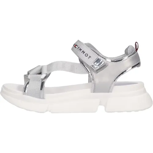 Silberne Sandalen mit Blauer Branding - Tommy Hilfiger - Modalova