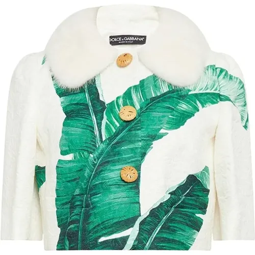 Banana Leaf Print Jacket , female, Sizes: 3XS, 2XS - Dolce & Gabbana - Modalova