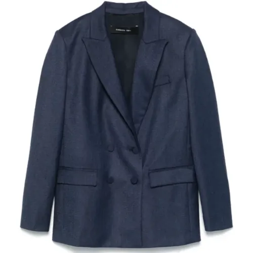 Blazers, female, , Size: S Navy Double-Breasted Blazer - Federica Tosi - Modalova