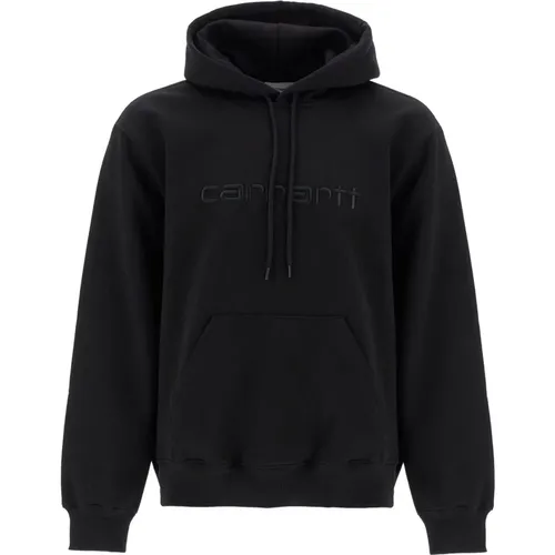 Hoodies, male, , Size: 2XL Cozy Hooded Sweatshirt with Embroidered Lettering - Carhartt WIP - Modalova