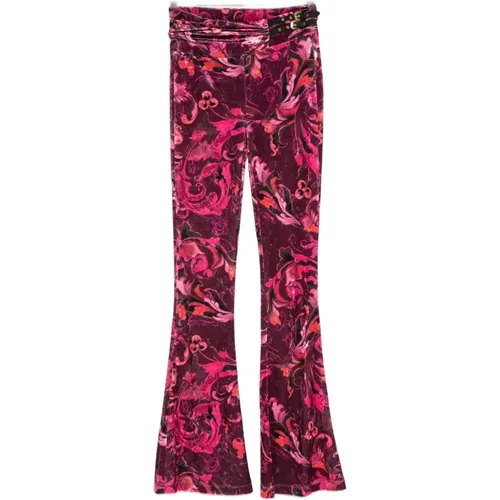 Wide Trousers, female, , Size: 2XS Bordeaux Trousers for Stylish Outings - Versace Jeans Couture - Modalova