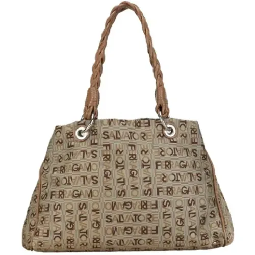 Pre-owned Tote Bags, female, , Size: ONE SIZE Pre-owned Canvas handbags - Salvatore Ferragamo Pre-owned - Modalova