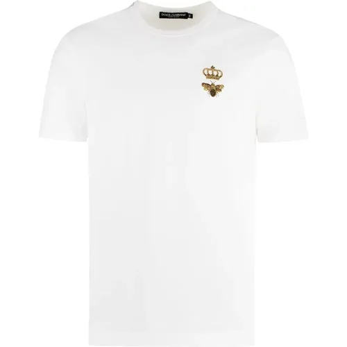 Geripptes Baumwoll-Crew-Neck T-Shirt - Dolce & Gabbana - Modalova