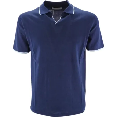 Blau Vintage Langarm Polo Shirt , Herren, Größe: L - Daniele Fiesoli - Modalova