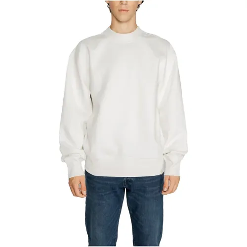 Weißer Rundhals-Sweatshirt Lange Ärmel , Herren, Größe: S - Calvin Klein - Modalova