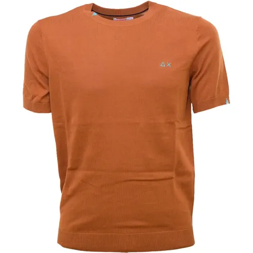 Solid Knit T-Shirt , Herren, Größe: L - Sun68 - Modalova
