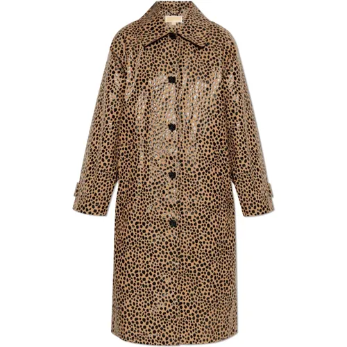 Single-Breasted Coats, female, , Size: M Animal Print Coat - Michael Kors - Modalova