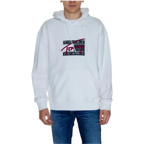 Weiße Kapuzenpullover Herren Herbst/Winter Print , Herren, Größe: L - Tommy Hilfiger - Modalova