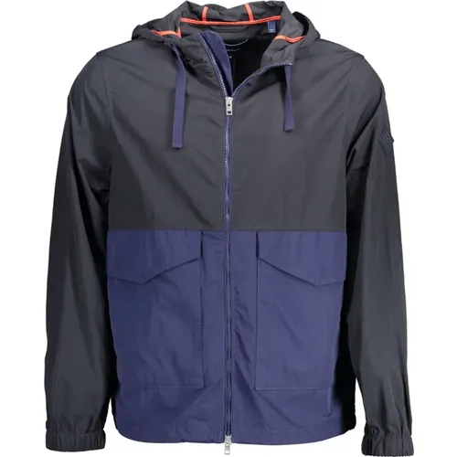 Light Jackets, male, , Size: S Hooded Sports Jacket with Contrast Details - Gant - Modalova