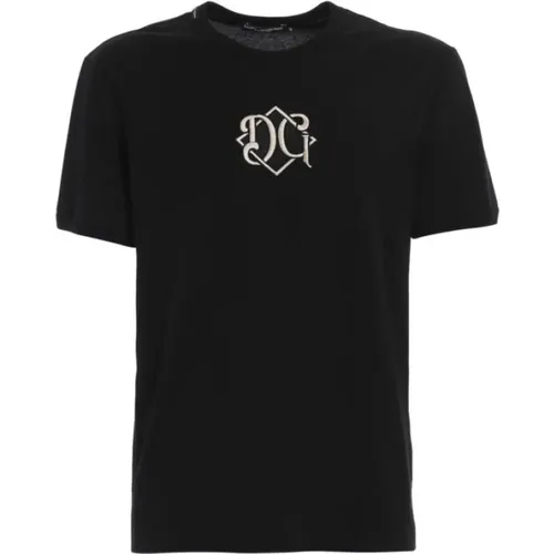 Schwarzes G8Jx7Z T-Shirt - 100% Baumwolle , Herren, Größe: M - Dolce & Gabbana - Modalova