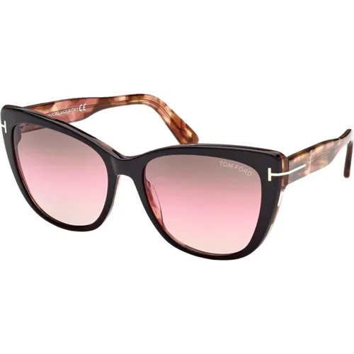 Nora Sonnenbrillen Black Havana/Light Shaded , Damen, Größe: 57 MM - Tom Ford - Modalova