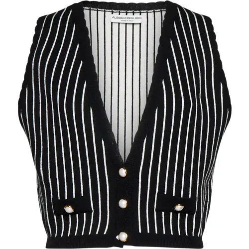 Pinstripe Knit Jacket , female, Sizes: M, XS - Alessandra Rich - Modalova