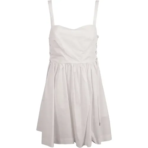 Cotton Poplin Dress with Lace-Up , female, Sizes: L, M, 2XS - pinko - Modalova