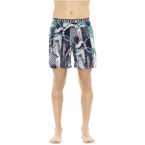 Beachwear, male, , Size: XL Printed Elastic Waist Swim Shorts - Bikkembergs - Modalova