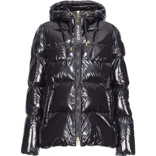 Crystal Nylon Pea Jacket with Glossy Finish , female, Sizes: 2XS, XS, S - pinko - Modalova