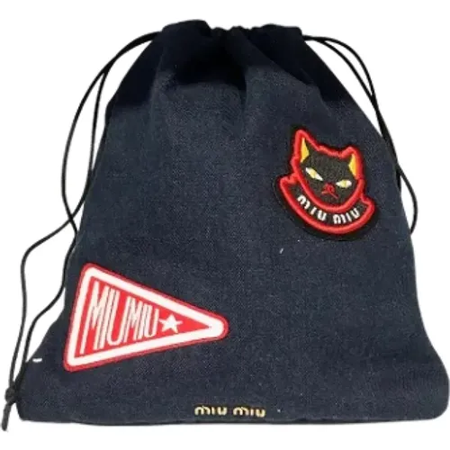 Pre-owned Tote Bags, unisex, , Size: ONE SIZE Pre-owned Denim clutches - Miu Miu Pre-owned - Modalova