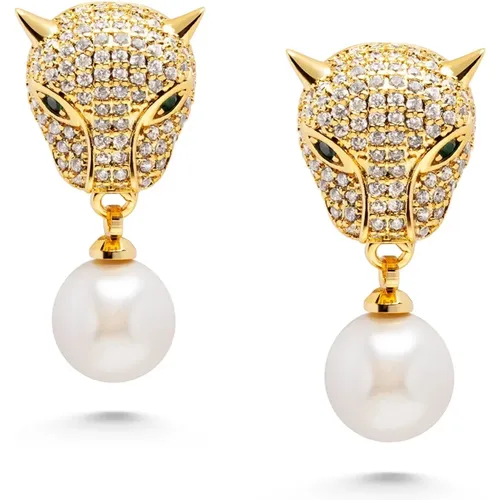 Panther Pearl Drop Earrings , female, Sizes: ONE SIZE - Nialaya - Modalova