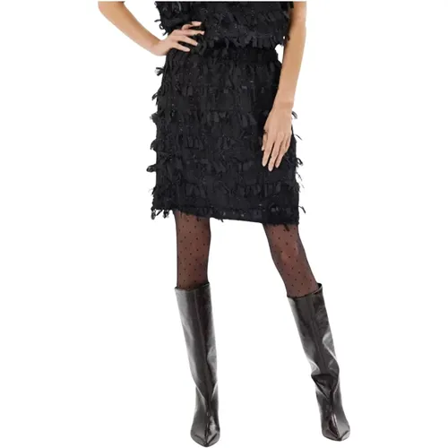 Classic Skirt with Fringe Details , female, Sizes: S - IN Front - Modalova