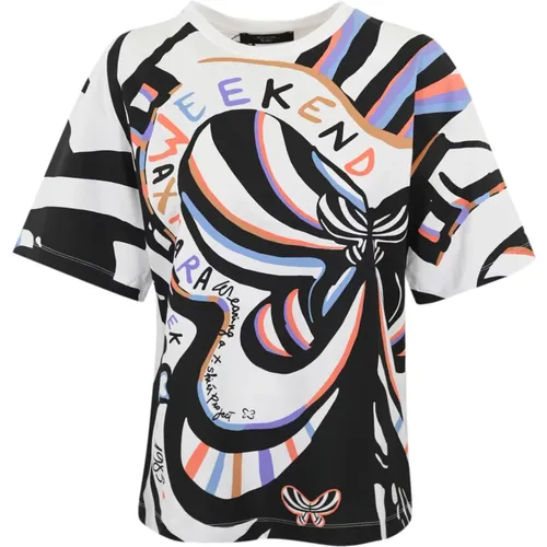 Butterfly Print Cotton T-shirt , female, Sizes: XS - Max Mara Weekend - Modalova