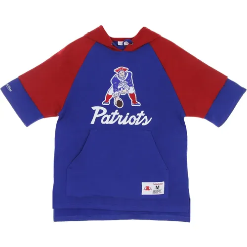 Hoodies, male, , Size: L NFL Short Sleeve Hoodie Royal - Mitchell & Ness - Modalova