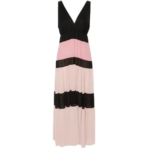 Black and Pink Ruffle Dress , female, Sizes: M, L - Twinset - Modalova