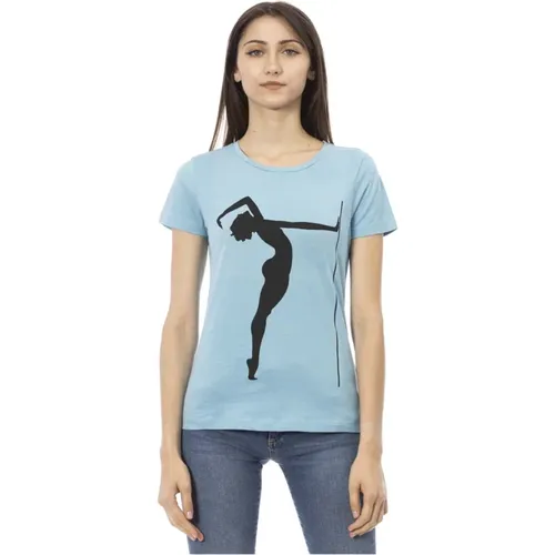 Kurzarm Rundhals T-Shirt - Frontdruck , Damen, Größe: S - Trussardi - Modalova