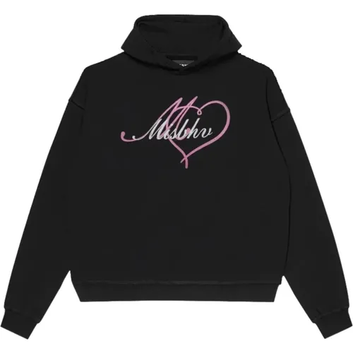 Schwarzer Hoodie mit Glitzergrafik , Herren, Größe: XL - MISBHV - Modalova