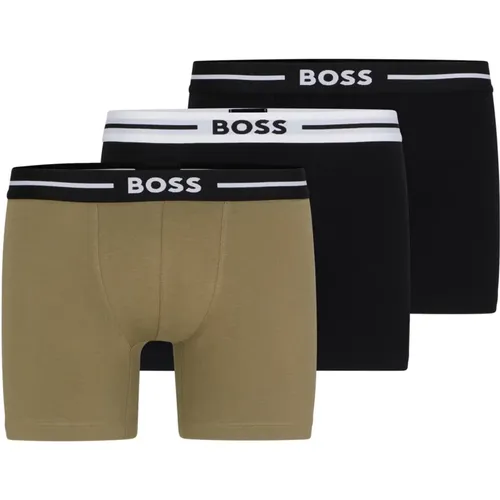 Mutige Schwarze Olive Boxershorts Set , Herren, Größe: S - Hugo Boss - Modalova