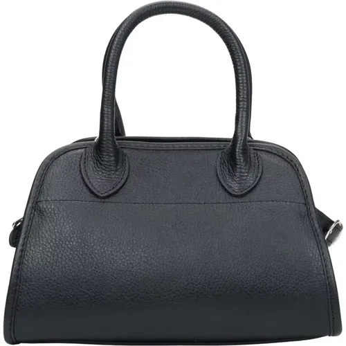 Schwarze Satchel Handtasche aus Premium Italienischem Echtem Leder - Estro - Modalova