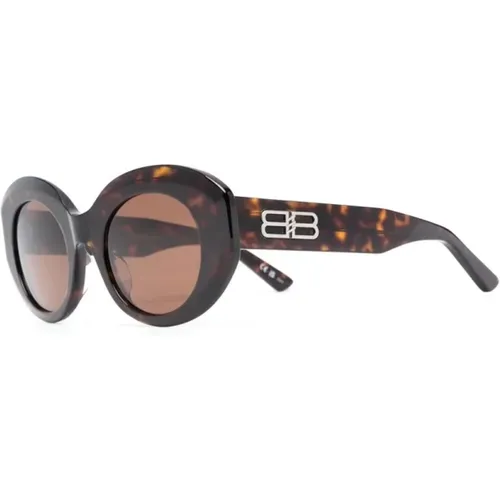 Braun/Havanna Sonnenbrille , Damen, Größe: 52 MM - Balenciaga - Modalova
