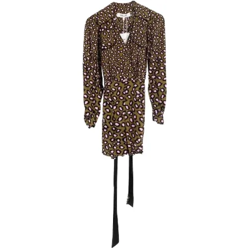 Leopard Print Wrap Playsuit , female, Sizes: S - Diane Von Furstenberg - Modalova