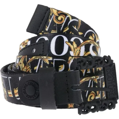 Fabric belt with baroque logo , female, Sizes: 105 CM, 90 CM, 100 CM, 95 CM - Versace Jeans Couture - Modalova