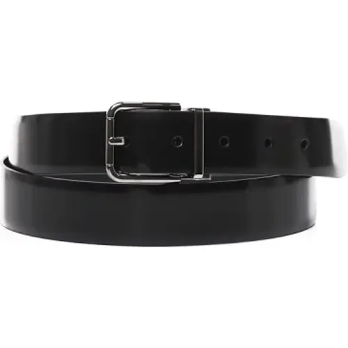 Schwarze Ledergürtel Einfacher Eleganter Stil , Herren, Größe: 105 CM - Dolce & Gabbana - Modalova