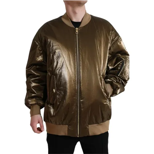 Bomber Jackets, male, , Size: 2XL Full Zip Nylon Bomber Jacket - Dolce & Gabbana - Modalova