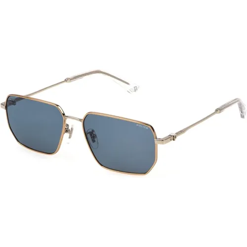 Metal Frame Blue Lens Sunglasses , male, Sizes: 57 MM - Police - Modalova