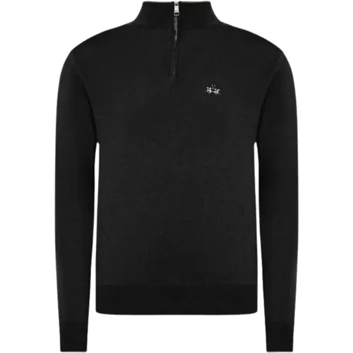 Turtlenecks, male, , Size: 2XL Mens Zip Neck Pullover Sweater - LA MARTINA - Modalova