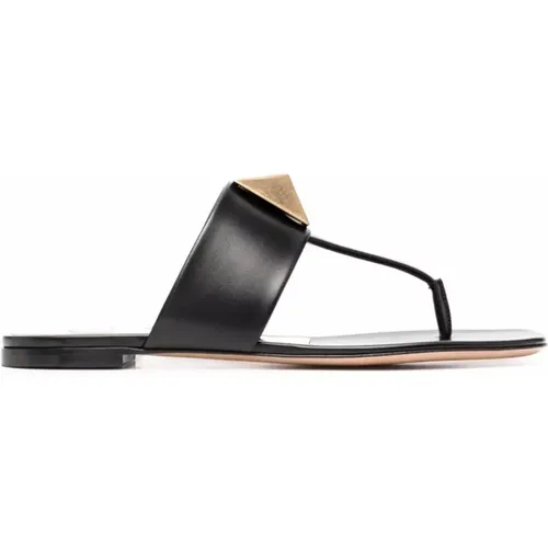 Flip Flops, female, , Size: 7 1/2 US Leather Stud Sandals - Valentino Garavani - Modalova