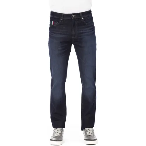 Men's Regular Jeans with Logo Button , male, Sizes: W38, W36 - Baldinini - Modalova