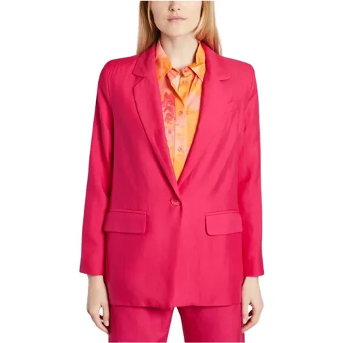 Blazers, female, , Size: S Fuchsia Tencel Blazer with Front Buttons - Modetrotter - Modalova